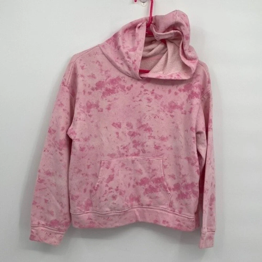 Old Navy Girls Pullover Hoodie Sweatshirt Pink Tie Dye Front Pocket XL 14-16